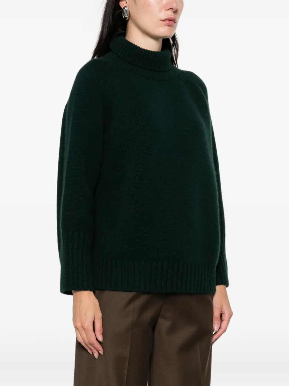 Beyou Button Roll-neck Knitwear In Green