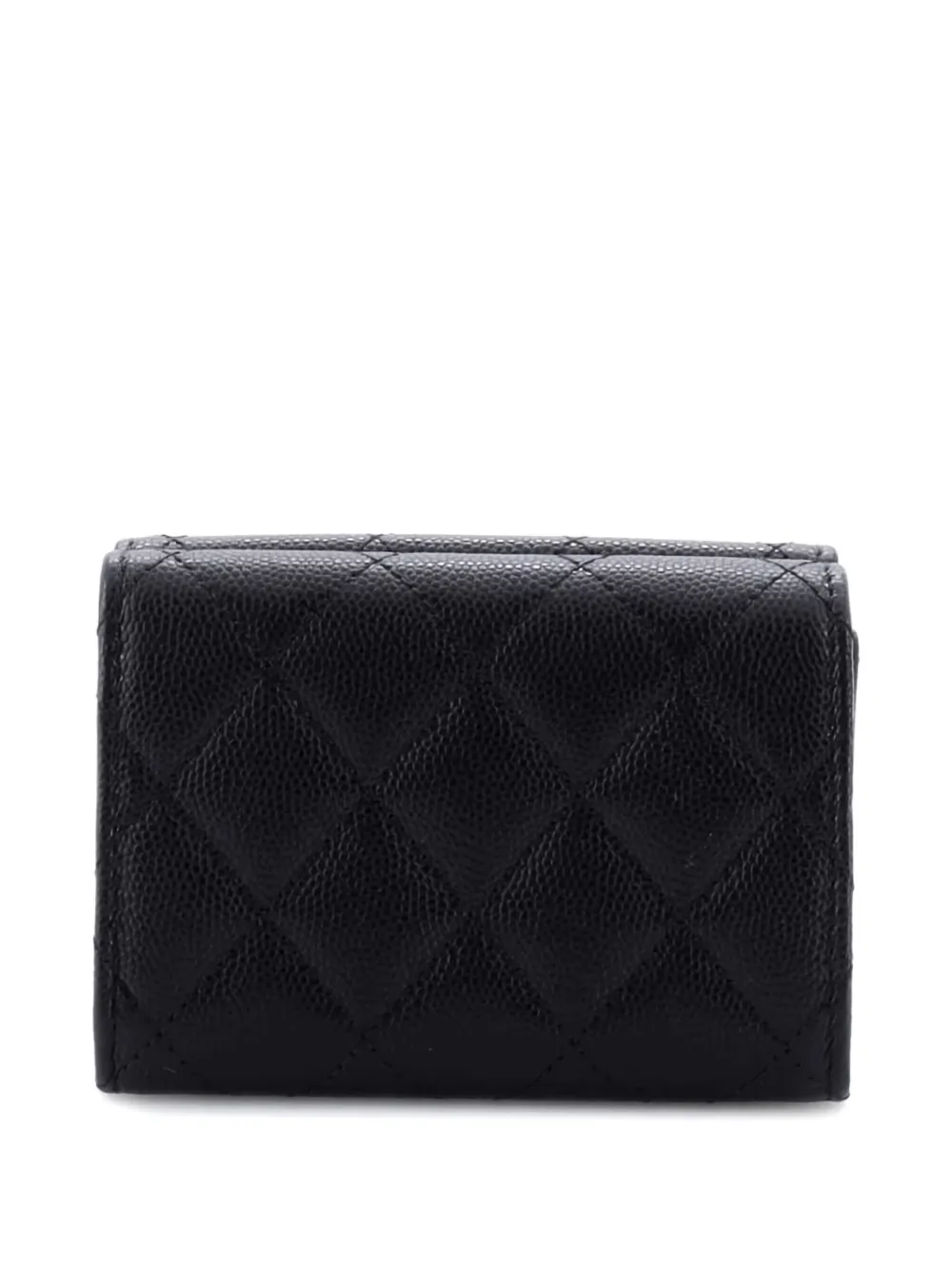 Pre-owned Chanel Quilted Cc Flap Wallet In Black