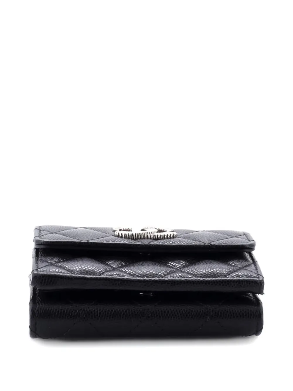 Pre-owned Chanel Quilted Cc Flap Wallet In Black