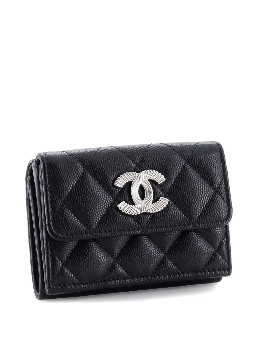 Pre-owned Chanel Quilted Cc Flap Wallet In Black
