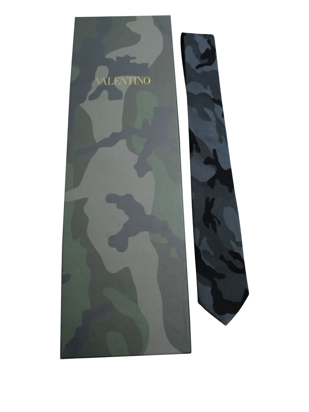 Pre-owned Mario Valentino Vintage Camouflage Tie In Gray