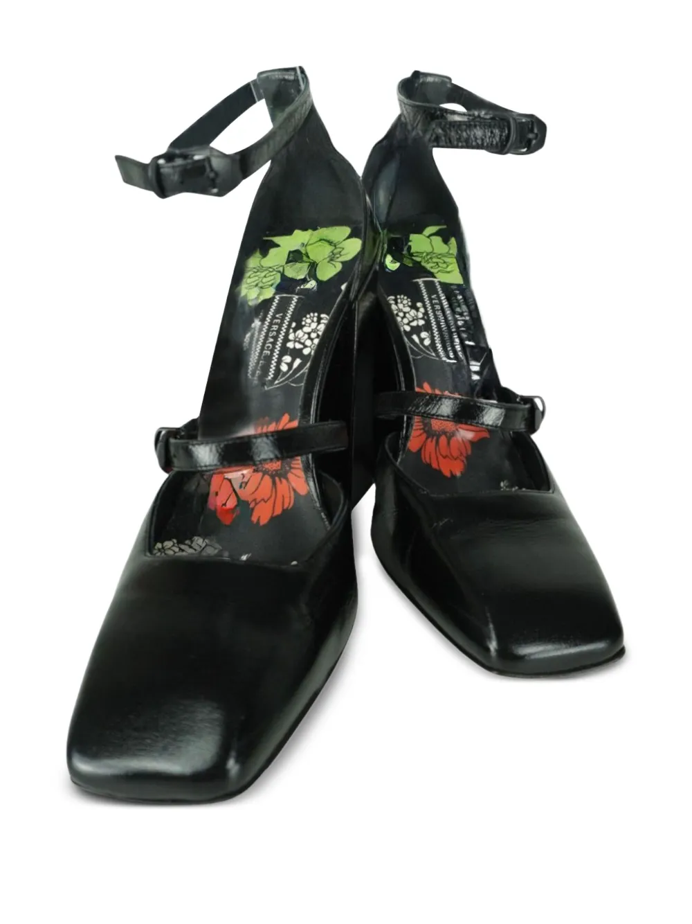 Versace Pre-Owned 12 mm schoenen met blokhak en bandje - Zwart