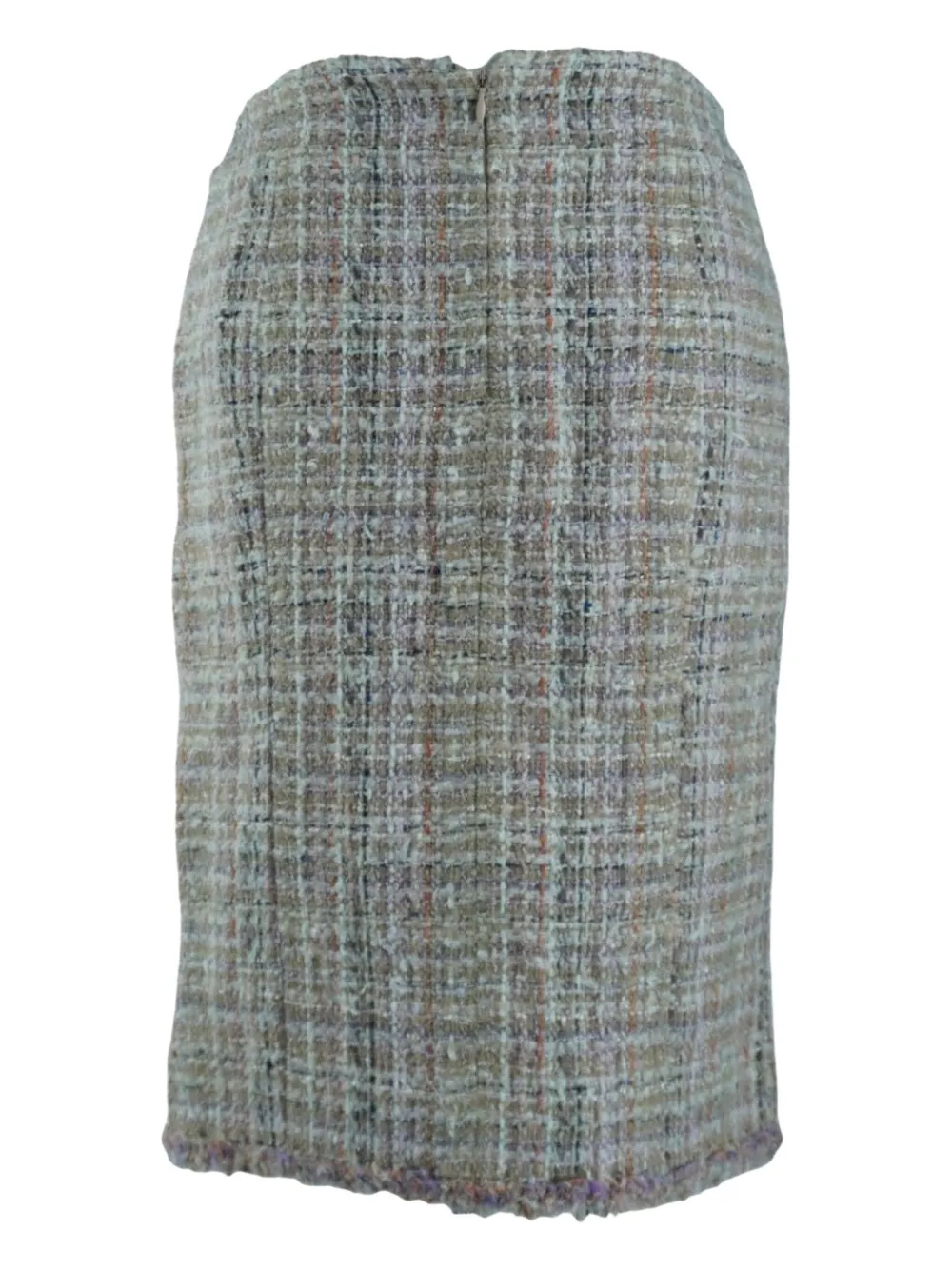 Pre-owned Chanel Tweed Midi Skirt In Neutral