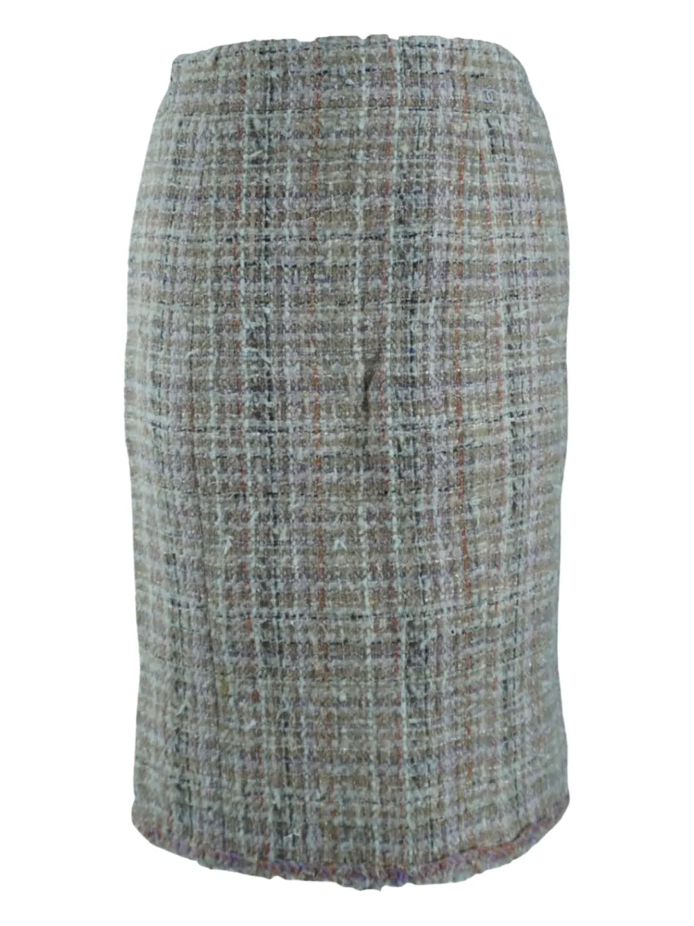 Pre-owned Chanel Tweed Midi Skirt In Neutral