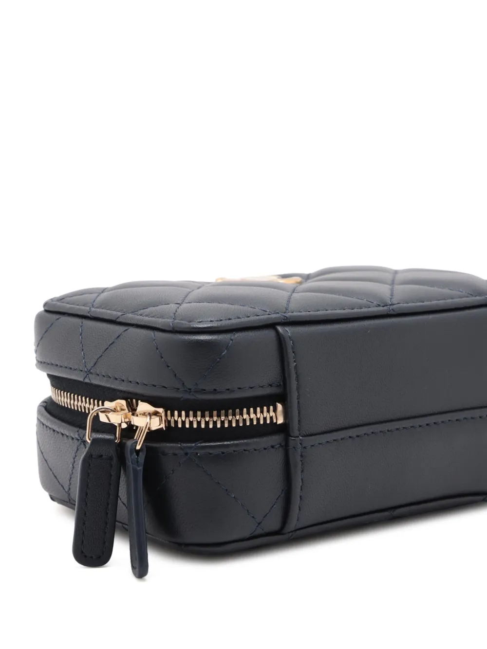 Pre-owned Chanel 2021-2025 Mini Cc Quilted Lambskin Chain Top Handle Vanity Case Satchel In Blue
