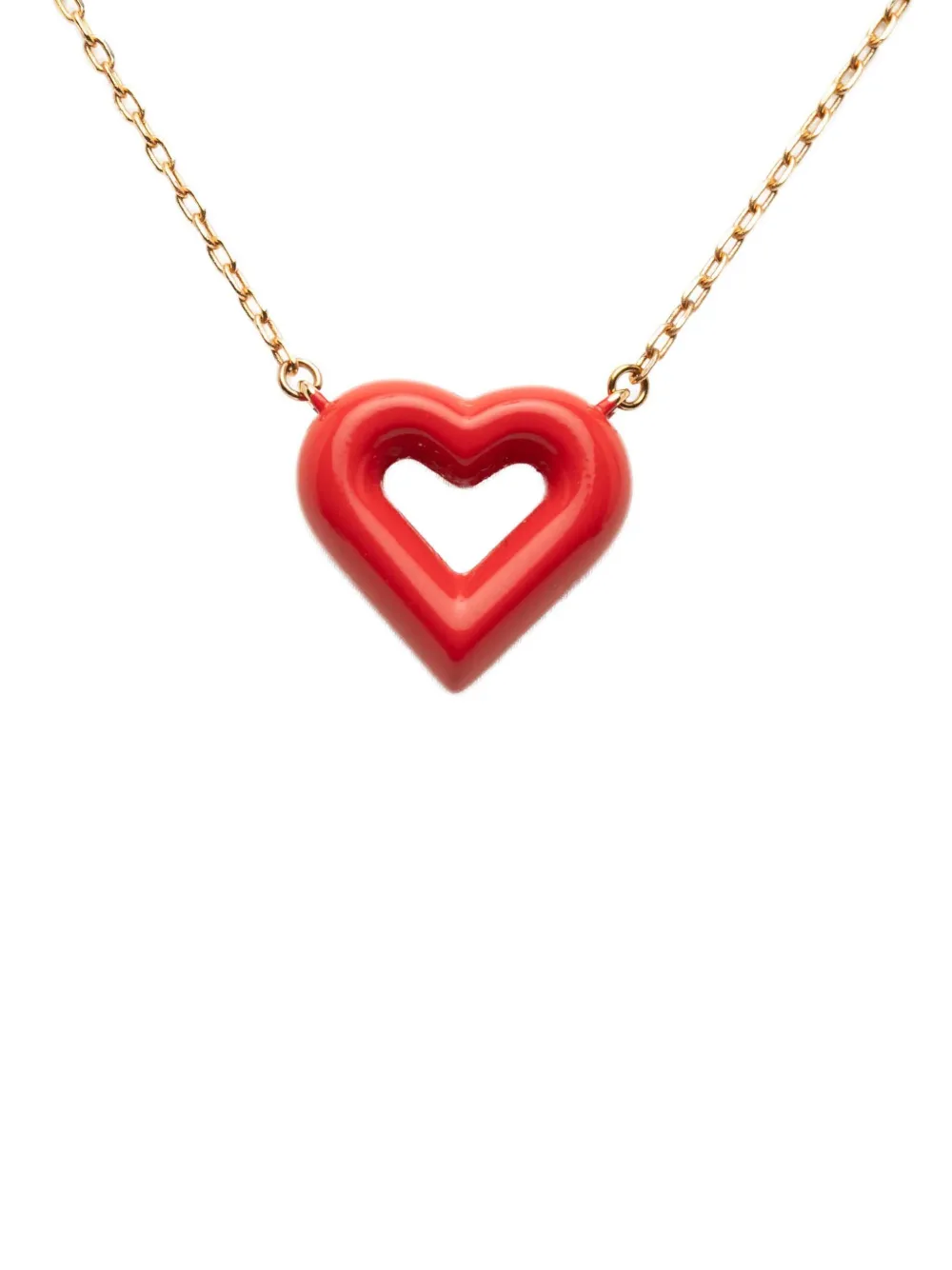 Pre-owned Louis Vuitton 2014 Gold Plated Rubber Heart Pendant Necklace Costume Necklace