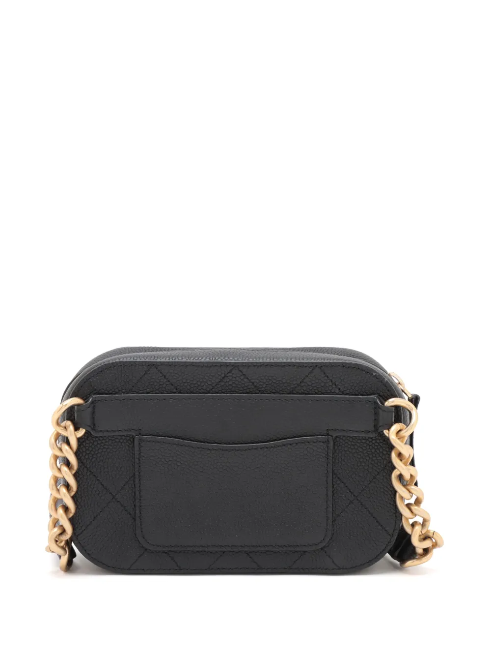 Pre-owned Chanel 2019 Cc Stitched Caviar Waist Bag Belt Bag In Black
