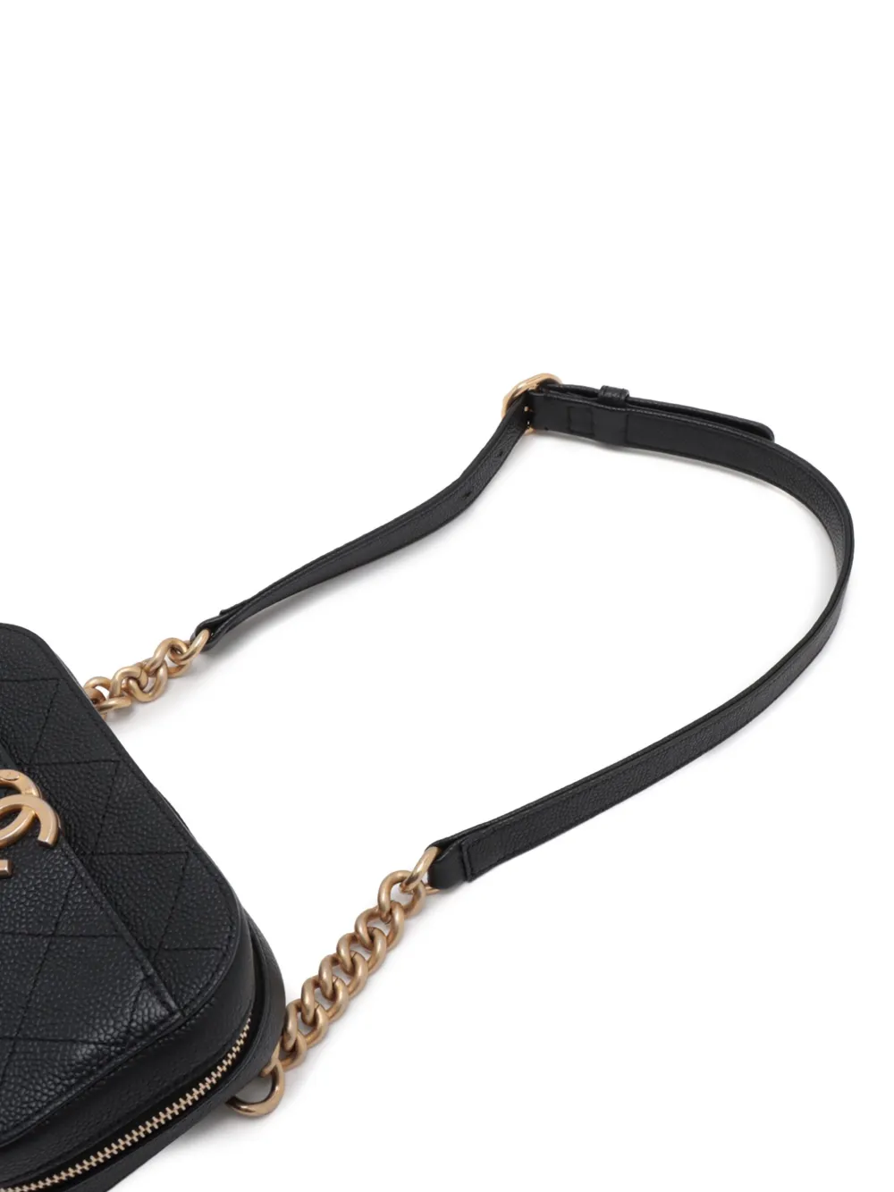 Pre-owned Chanel 2019 Cc Stitched Caviar Waist Bag Belt Bag In Black
