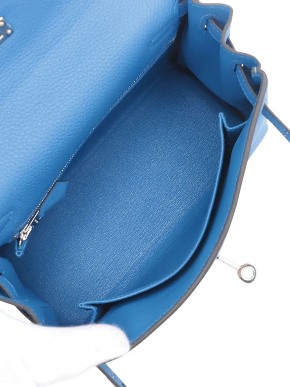 Pre-owned Hermes 2024 Togo Kelly Ii Retourne 25 Satchel In Blue