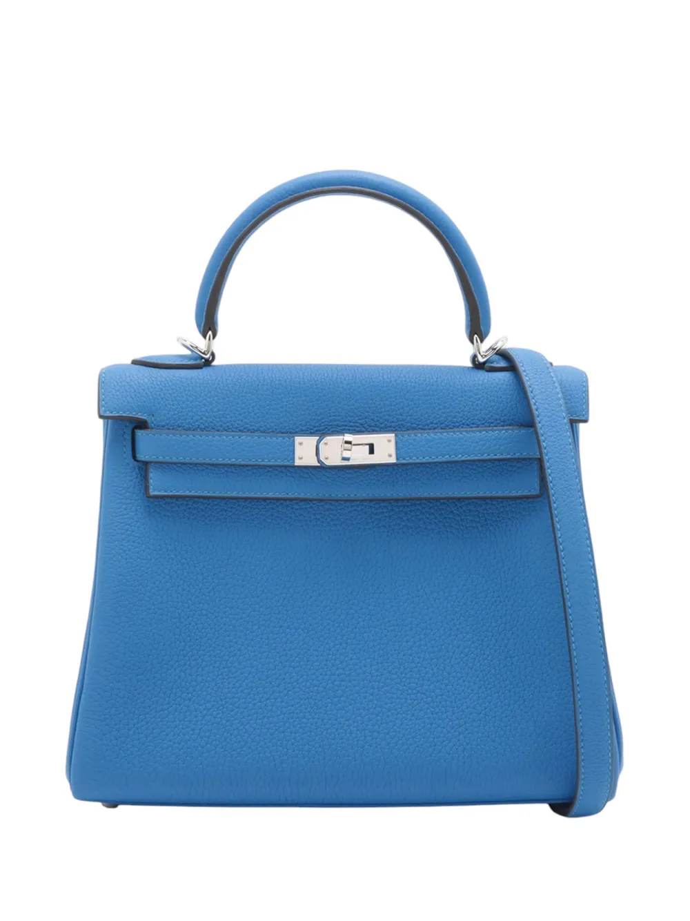 Pre-owned Hermes 2024 Togo Kelly Ii Retourne 25 Satchel In Blue