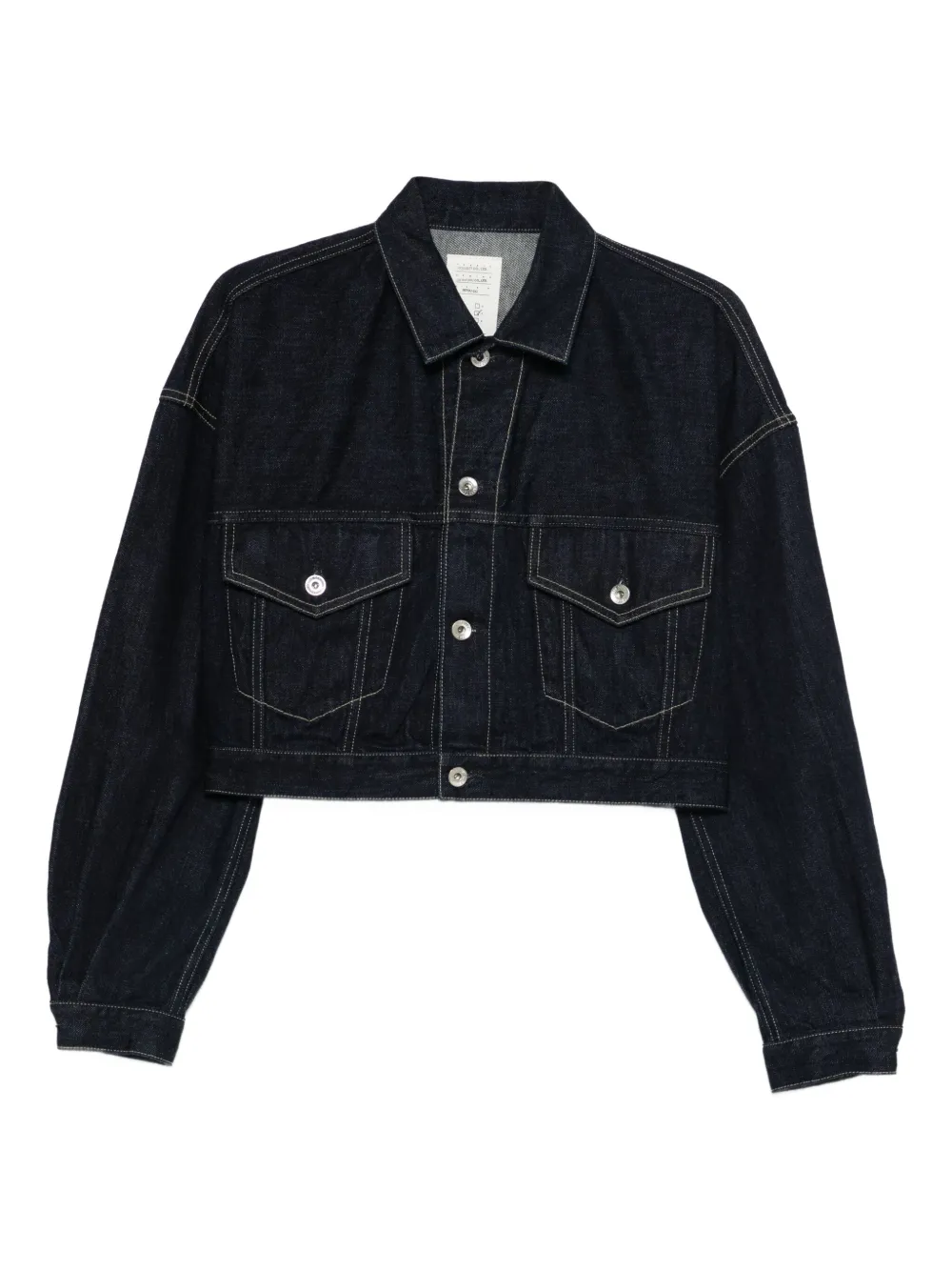 Kuro Selvedge cropped buttoned trucker jacket | Blue | Image 1
