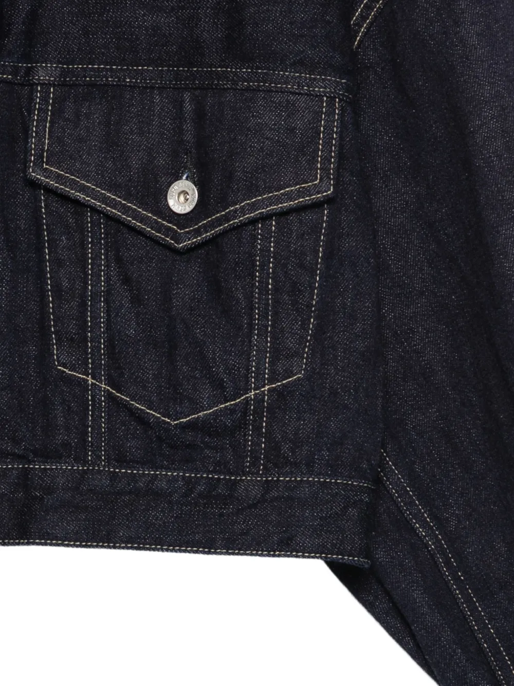  Kuro Selvedge Cropped Buttoned Trucker Jacket - Blue 