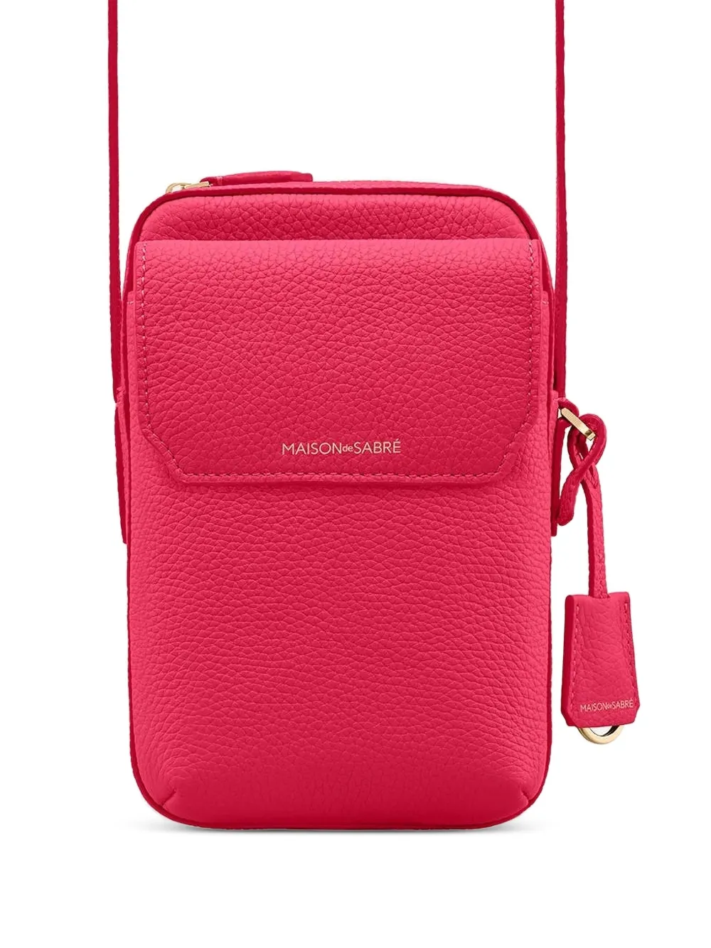 Maison De Sabre Zipped Flap Leather Phone Pouch In Pink