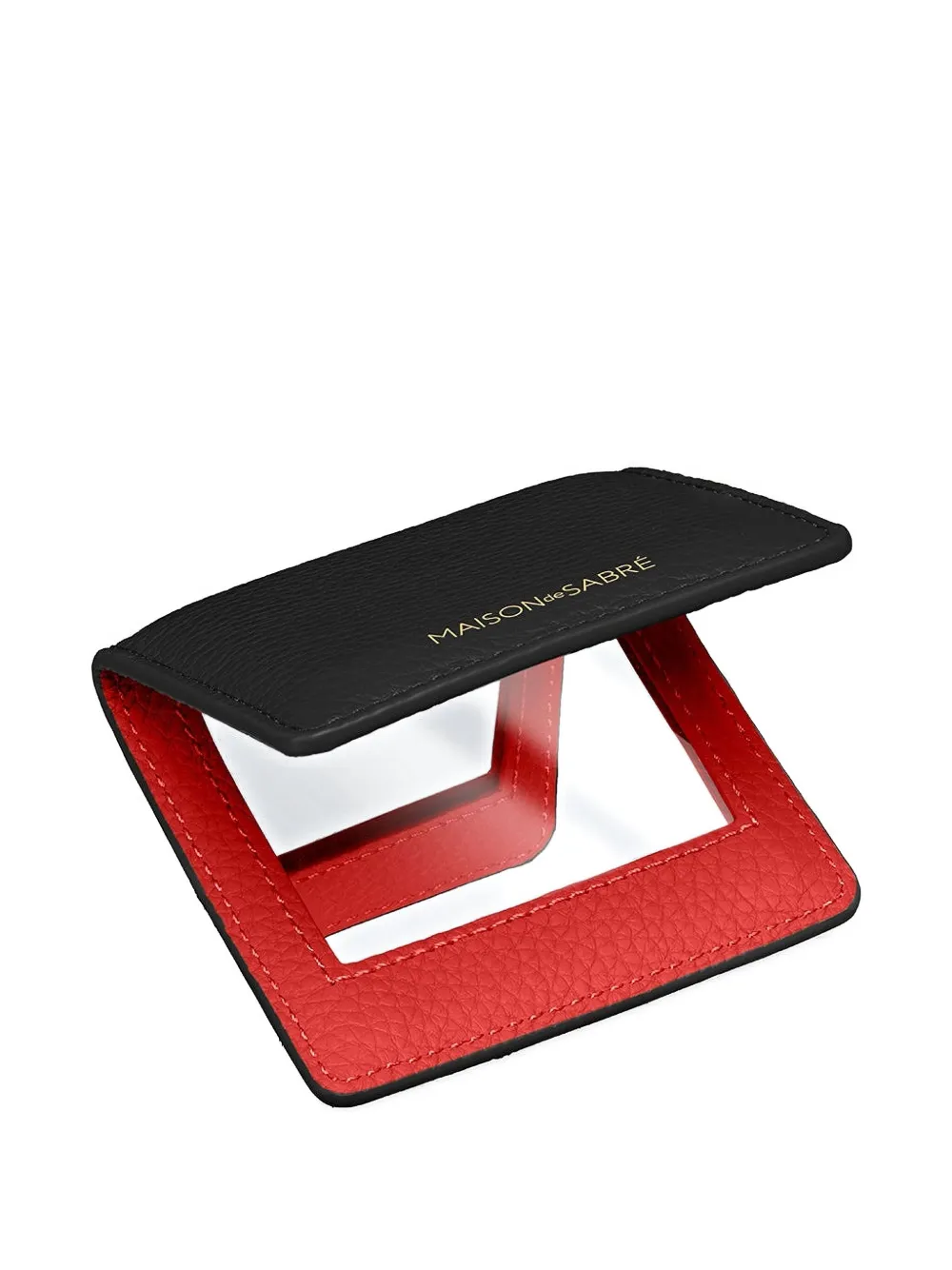 MAISON de SABRÉ Magnetische compacte leren spiegel Zwart