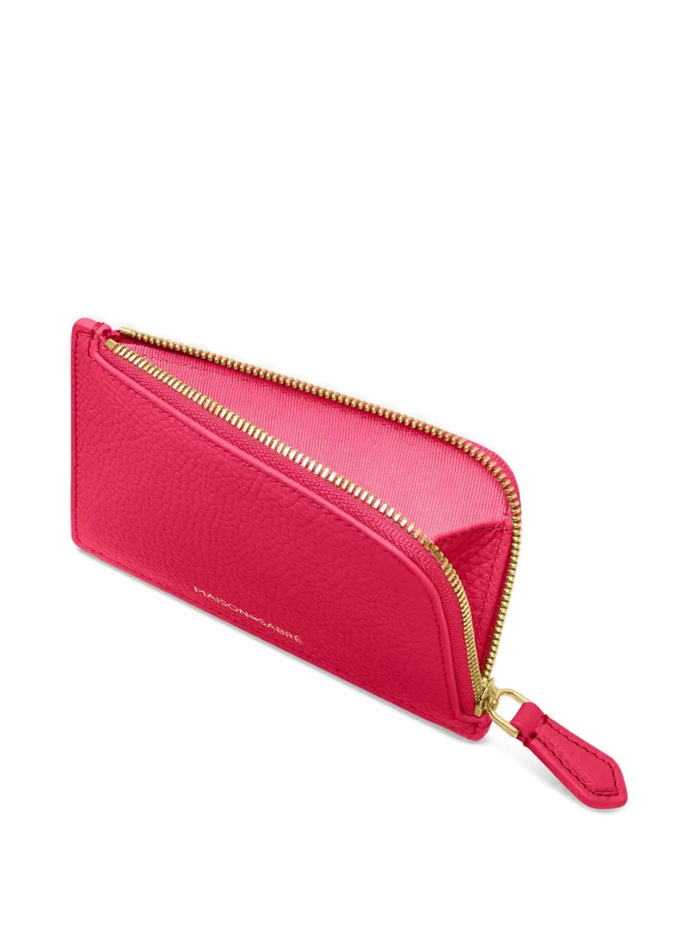 Maison De Sabre Zip Leather Card Holder In Pink