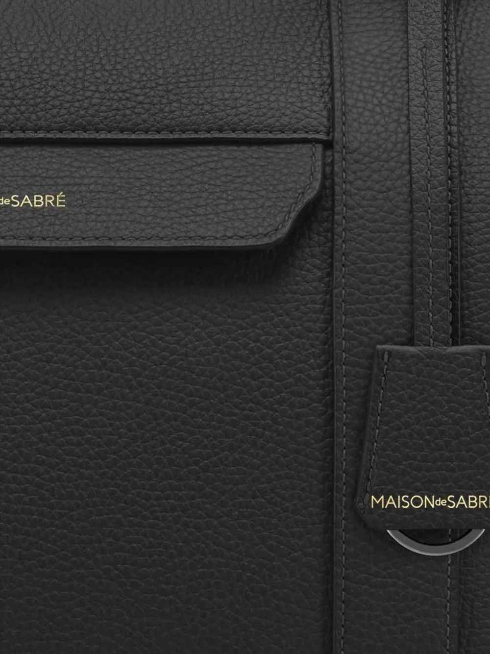 Maison De Sabre Expandable Leather Duffle Bag In Black