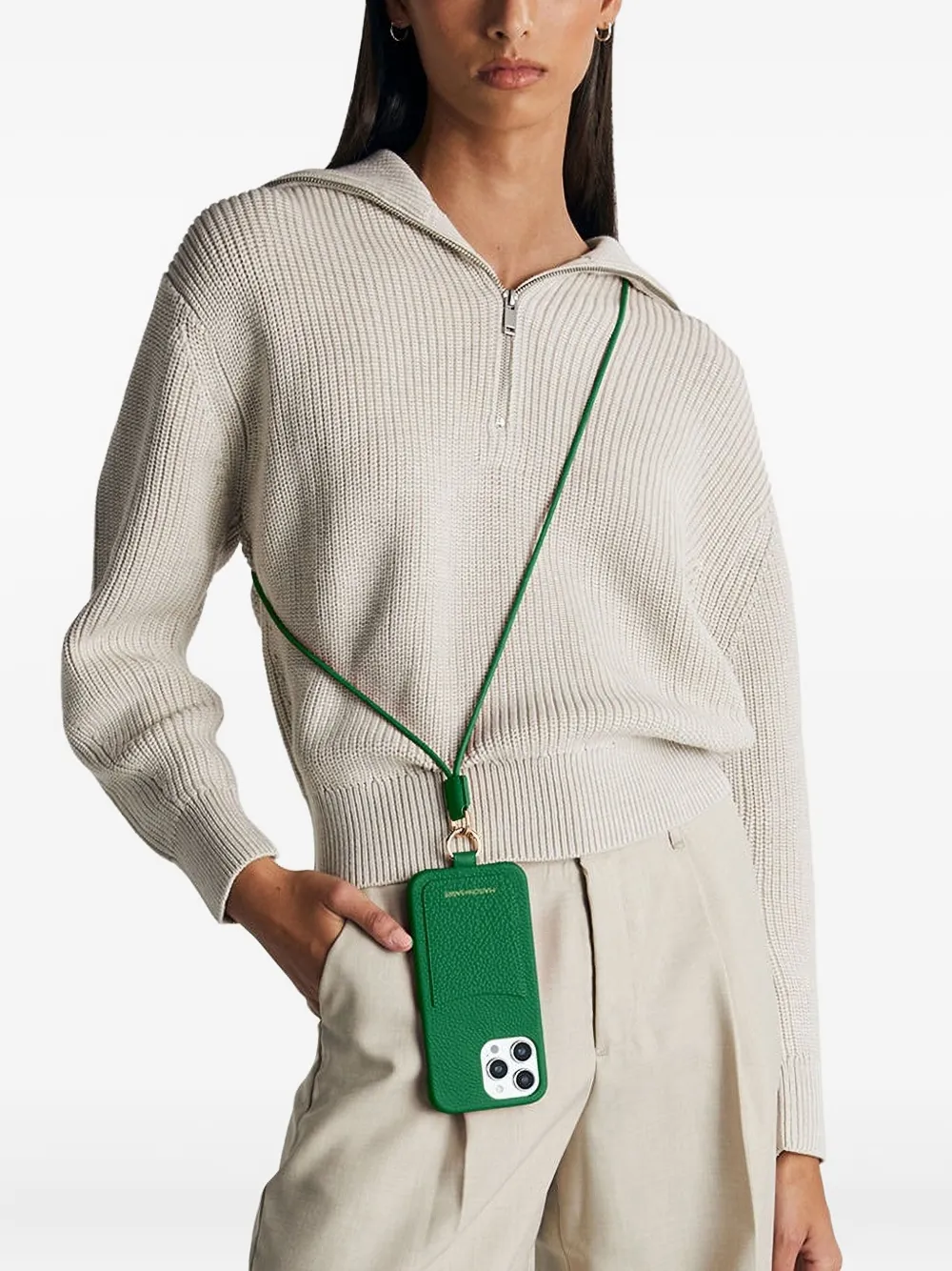 Maison De Sabre Rope Card Slot Phone Case In Green