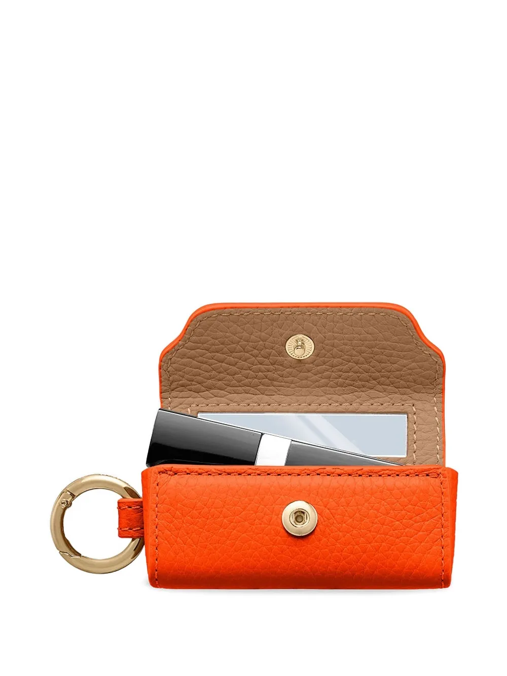 Maison De Sabre Snap-button Leather Lipstick Charm In Orange