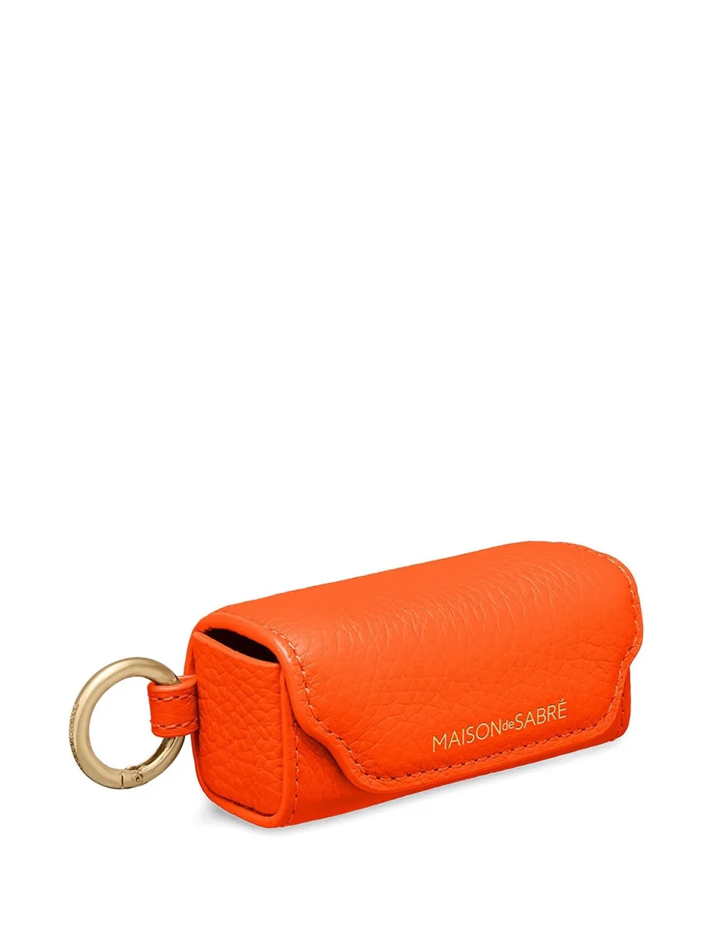 Maison De Sabre Snap-button Leather Lipstick Charm In Orange