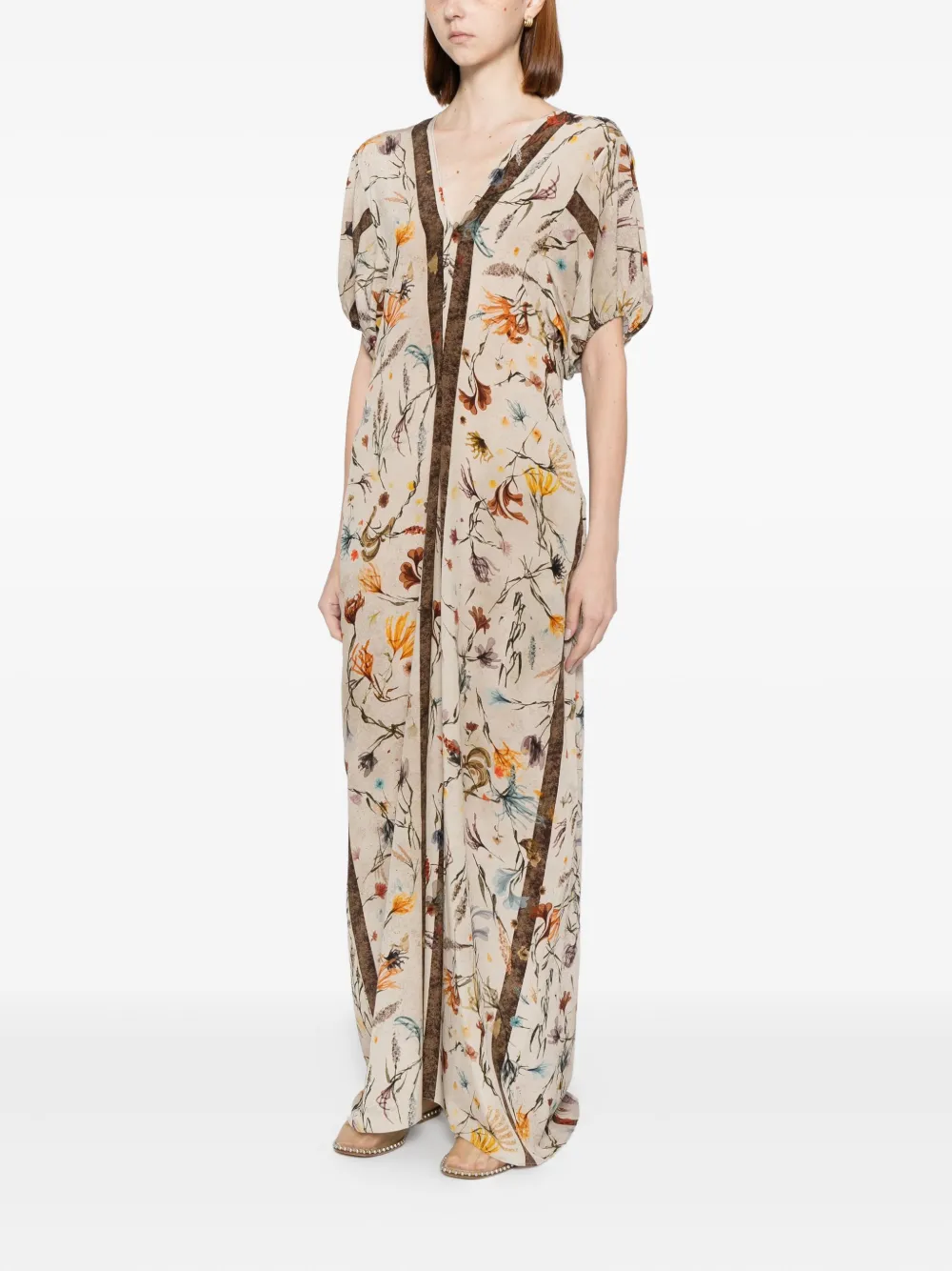 Yangkehan Floral-print Maxi Dress In Neutral