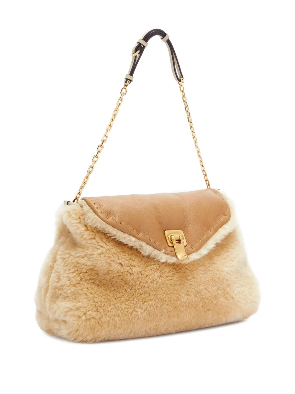 Ermanno Scervino Joy lammy schoudertas met ketting - Beige