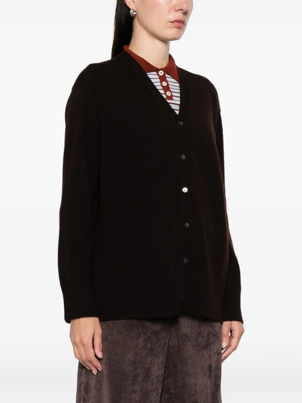  Beyou Buttoned Cardigan - Brown 