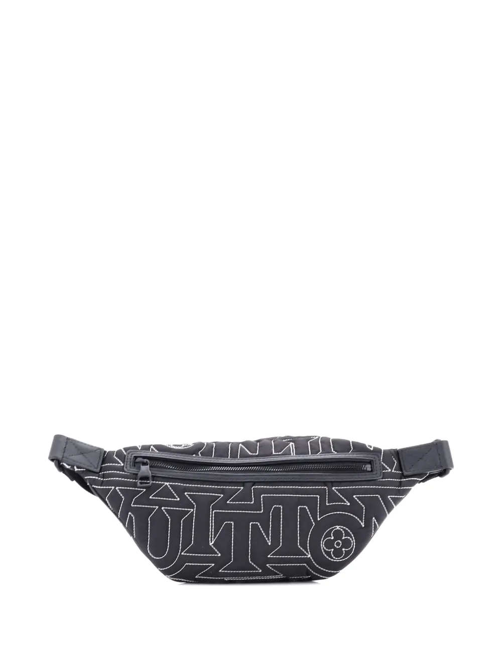 Pre-owned Louis Vuitton Embroidered Monogram Belt Bag In Black