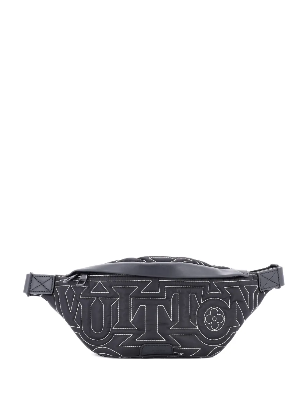 Pre-owned Louis Vuitton Embroidered Monogram Belt Bag In Black