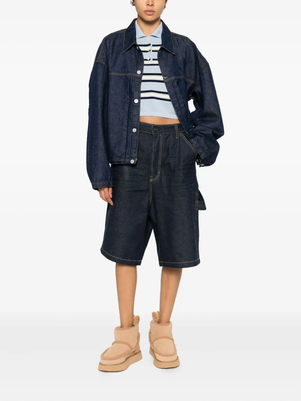 Kuro Dense denim jack met knoopsluiting Blauw