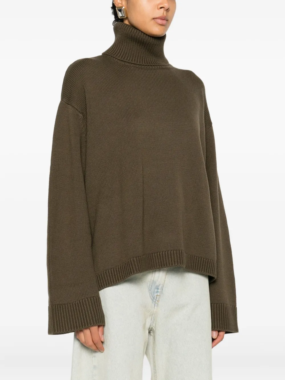 The Frankie Shop Turtleneck Sweater In Green