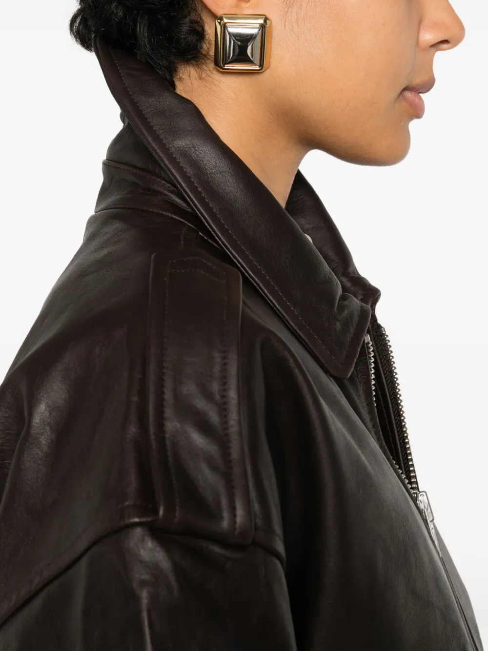 The Frankie Shop Leren jack Bruin