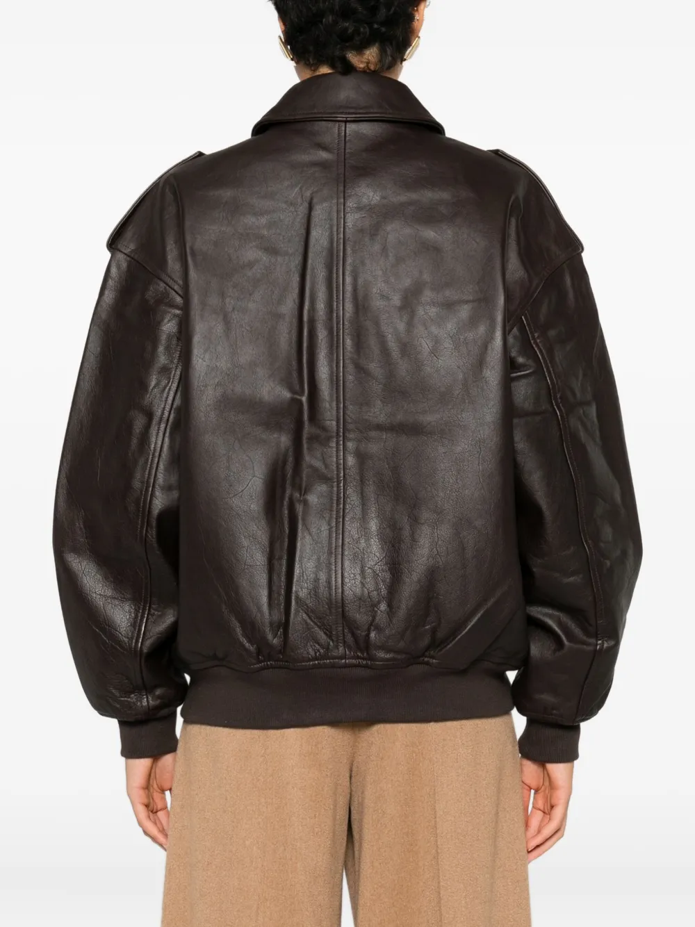 The Frankie Shop Leren jack Bruin