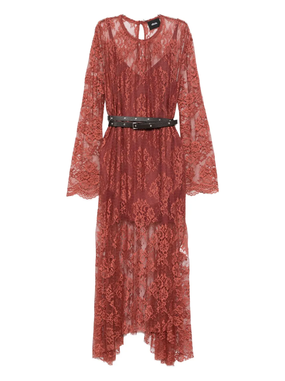 Dixie Lace Long-sleeve Maxi Dress In Red