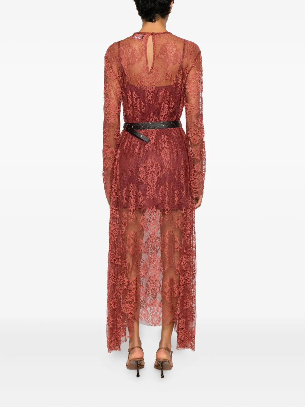 Dixie Lace Long-sleeve Maxi Dress In Red