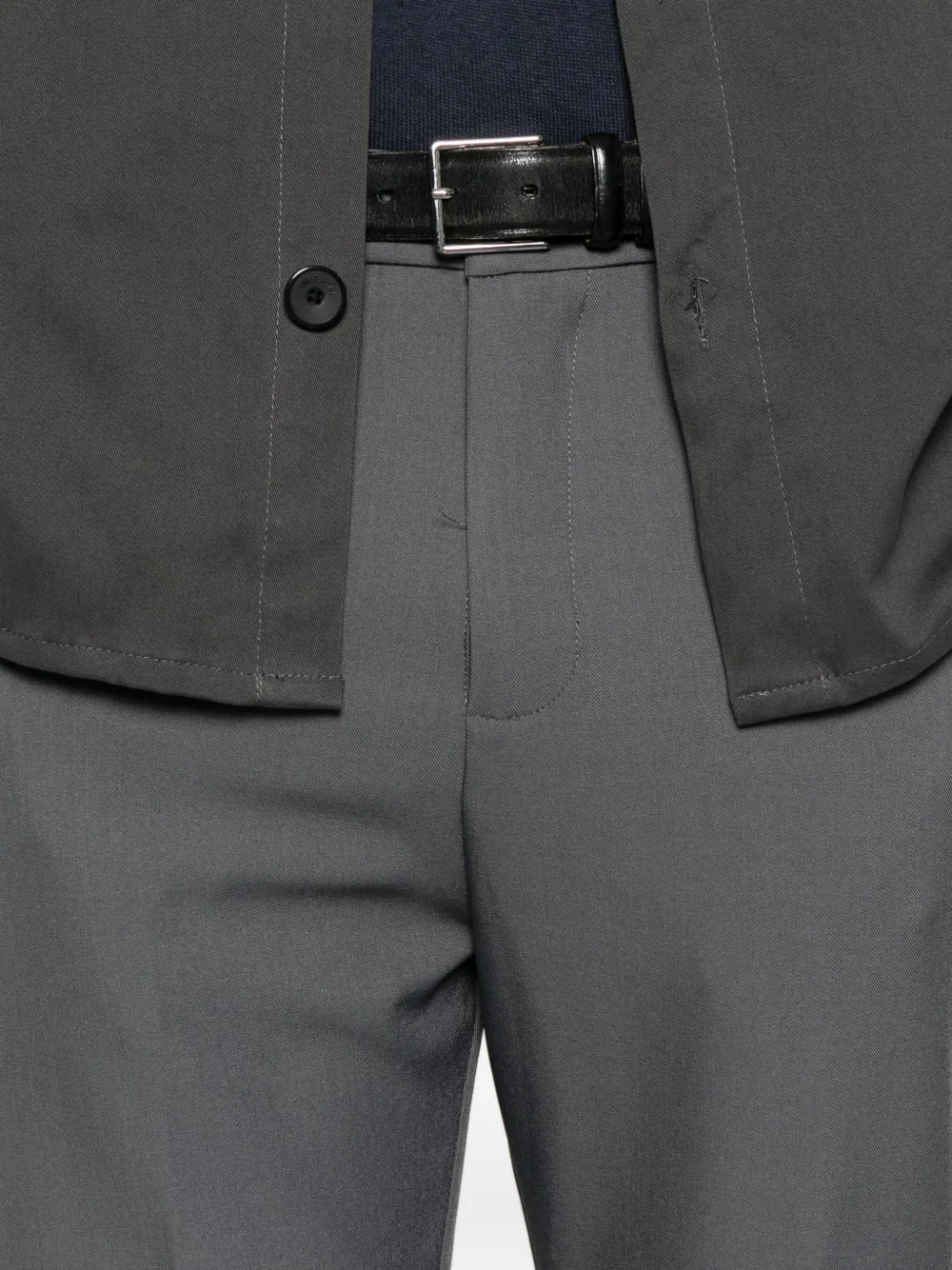 Imperial Button Cuffed Trousers In Gray