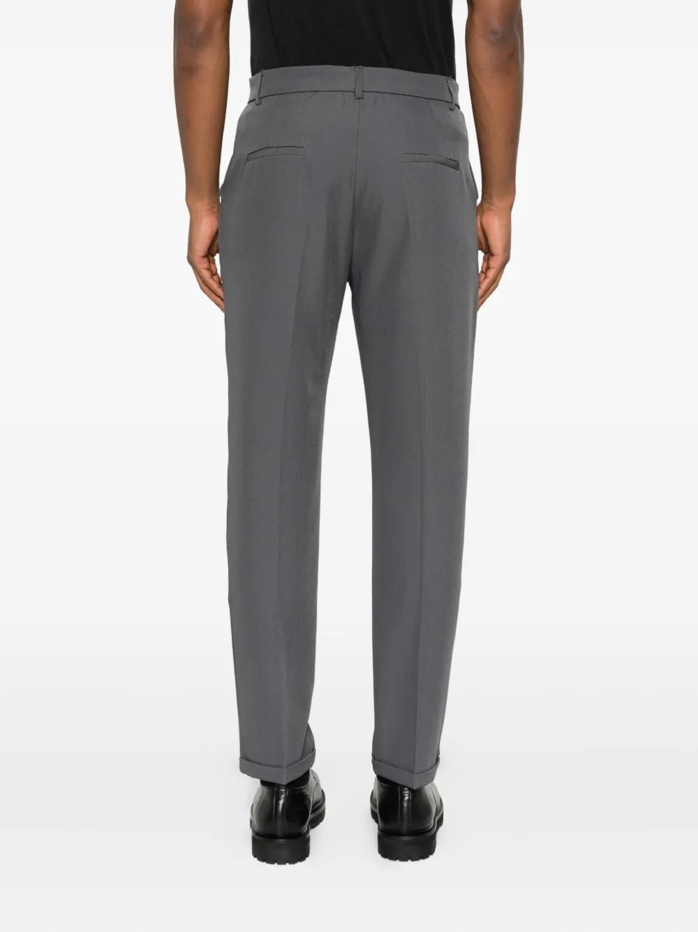 Imperial Button Cuffed Trousers In Gray