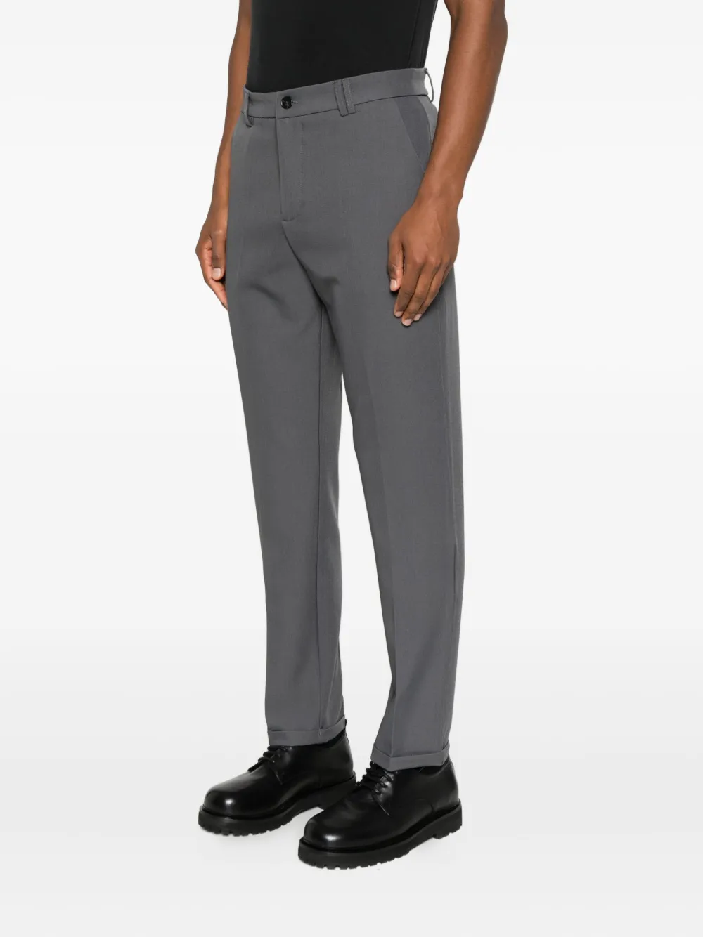 Imperial Button Cuffed Trousers In Gray