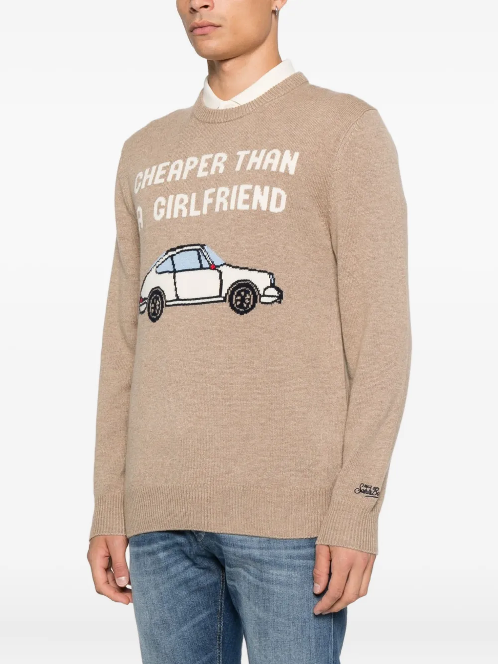 Mc2 Saint Barth Car-graphic Sweater In Neutral