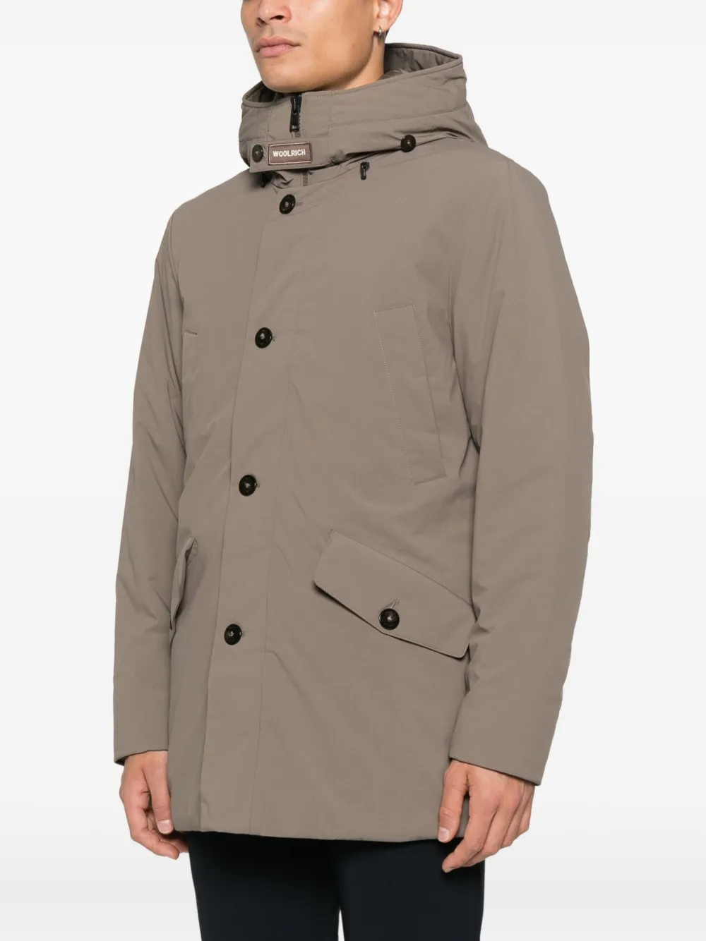 Woolrich Jas met capuchon en knoop Beige
