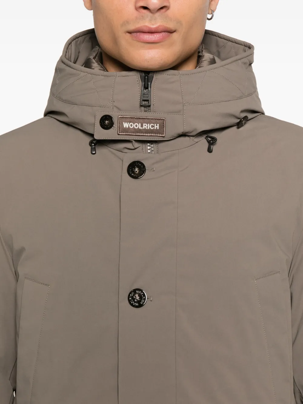 Woolrich Jas met capuchon en knoop Beige