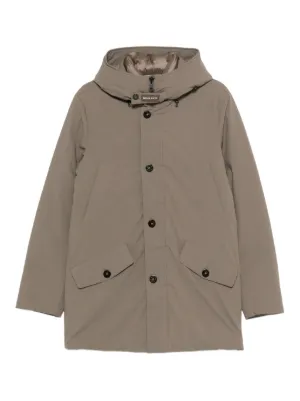 Toga Virilis Taffeta detachable-hood Midi Coat | Brown | FARFETCH