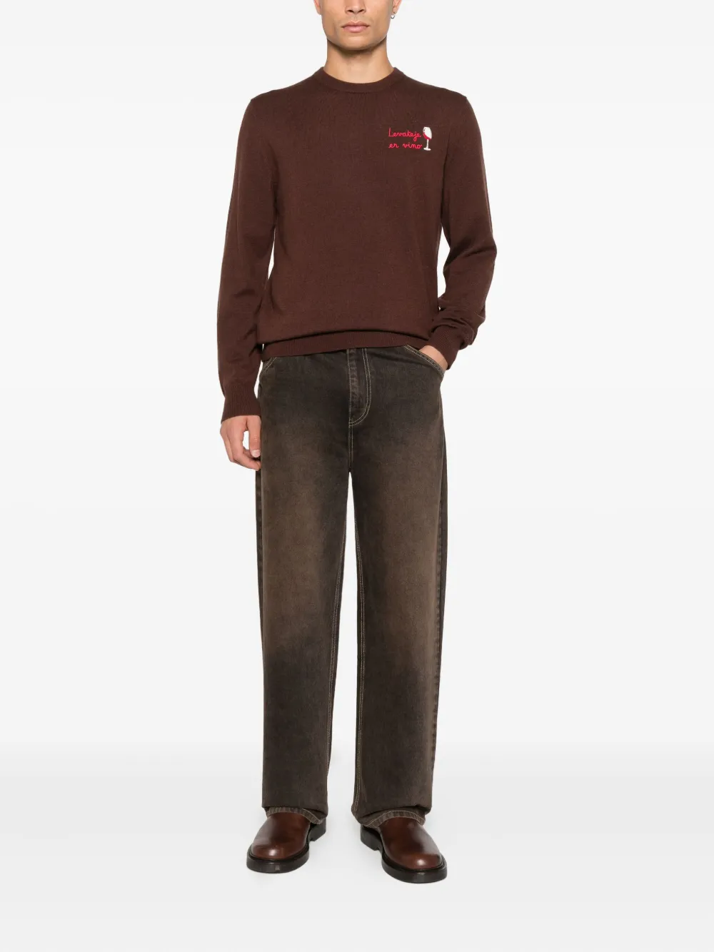 Mc2 Saint Barth Embroidery-detail Sweatshirt In Brown