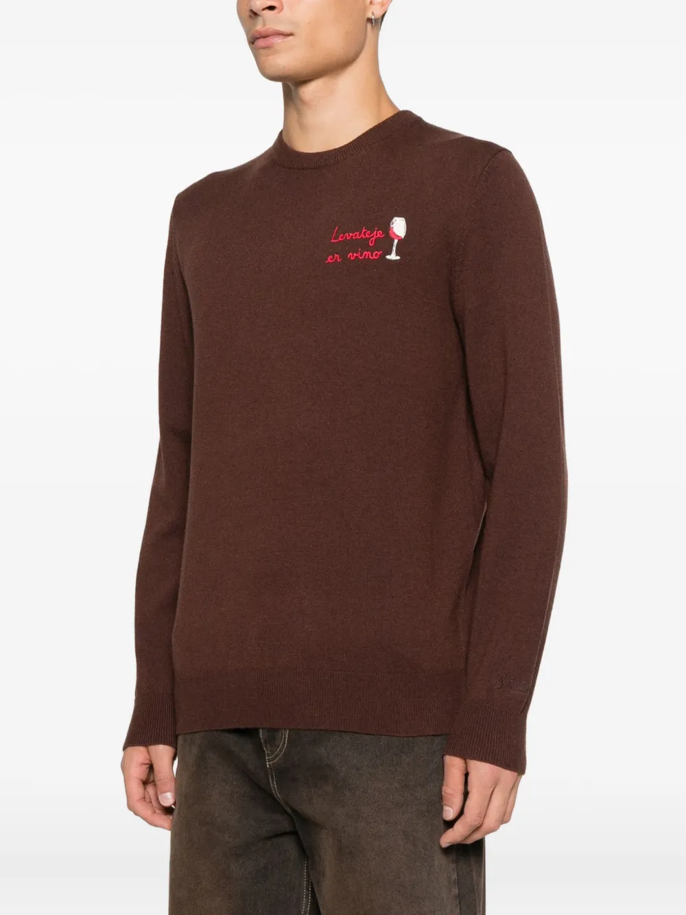 Mc2 Saint Barth Embroidery-detail Sweatshirt In Brown