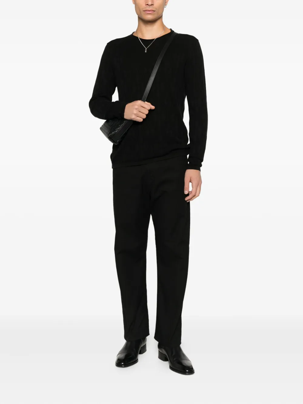 John Varvatos Brycen geometric-jacquard sweater - Zwart