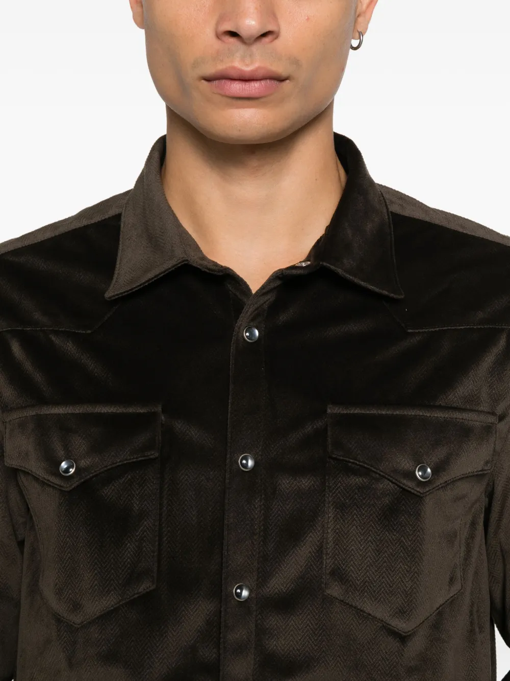 John Varvatos Andres overhemd met zak Bruin