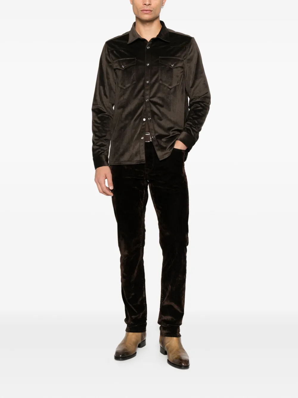 John Varvatos Andres pocket shirt - Bruin