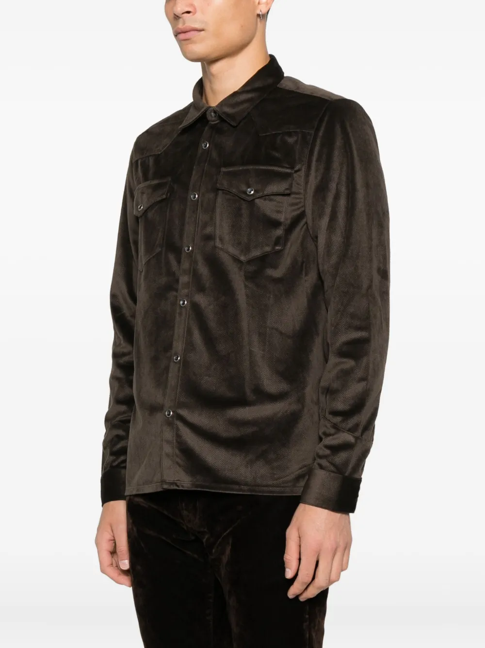 John Varvatos Andres overhemd met zak Bruin