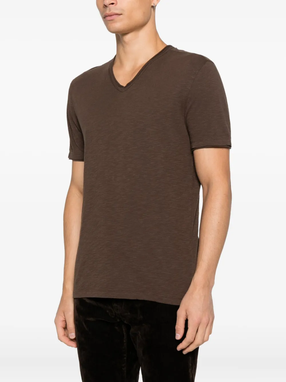 John Varvatos Miles T-shirt met V-hals Bruin