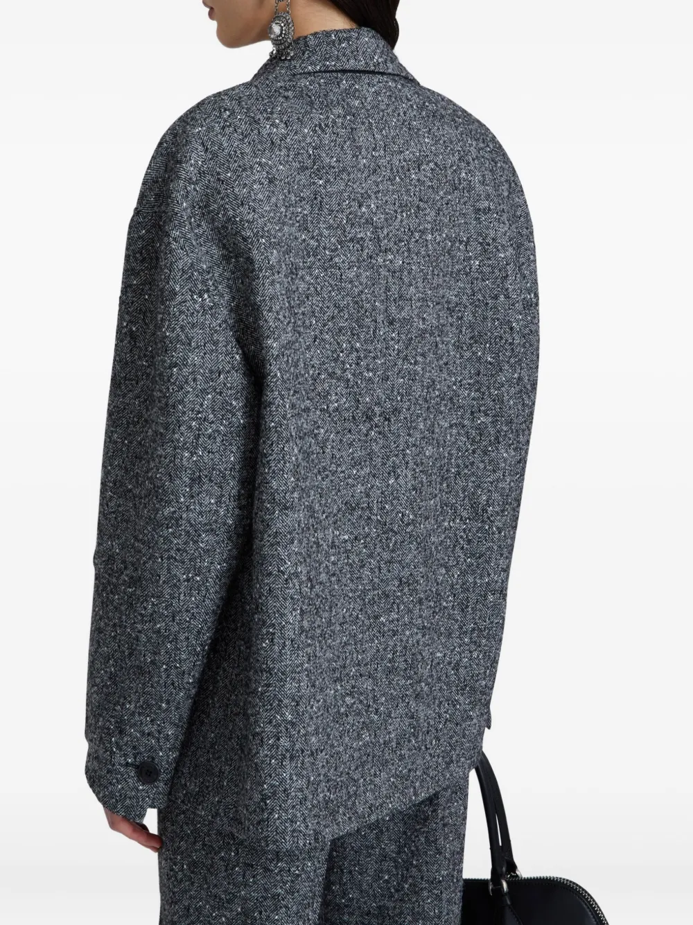 Ermanno Scervino Herringbone-pattern Blazer In Gray