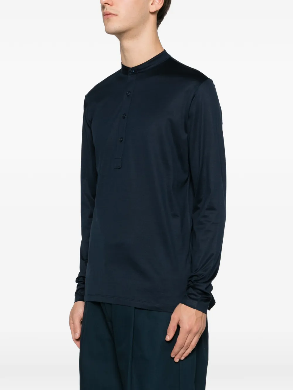 Tokyo Buttoned Blue Polo Shirt In Blue